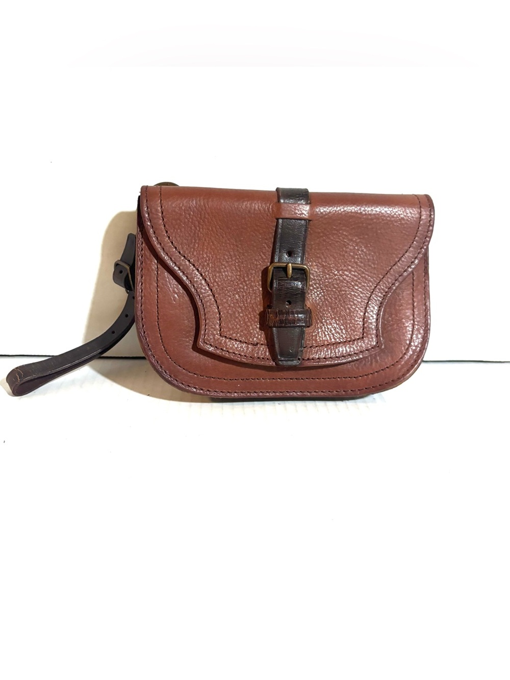 Unisex Brown vintage Leather wristlet Bag